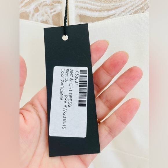 Elie Saab Off white/ Ivory floral lace long sleeve bodycon mini dress 38 NWT - Picture 7 of 11